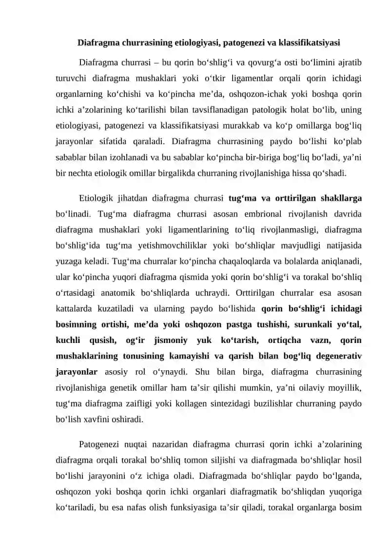 Diafragma churrasi etialogiyasi patogenezi klasfikatsiyasi operativ davolash 2
