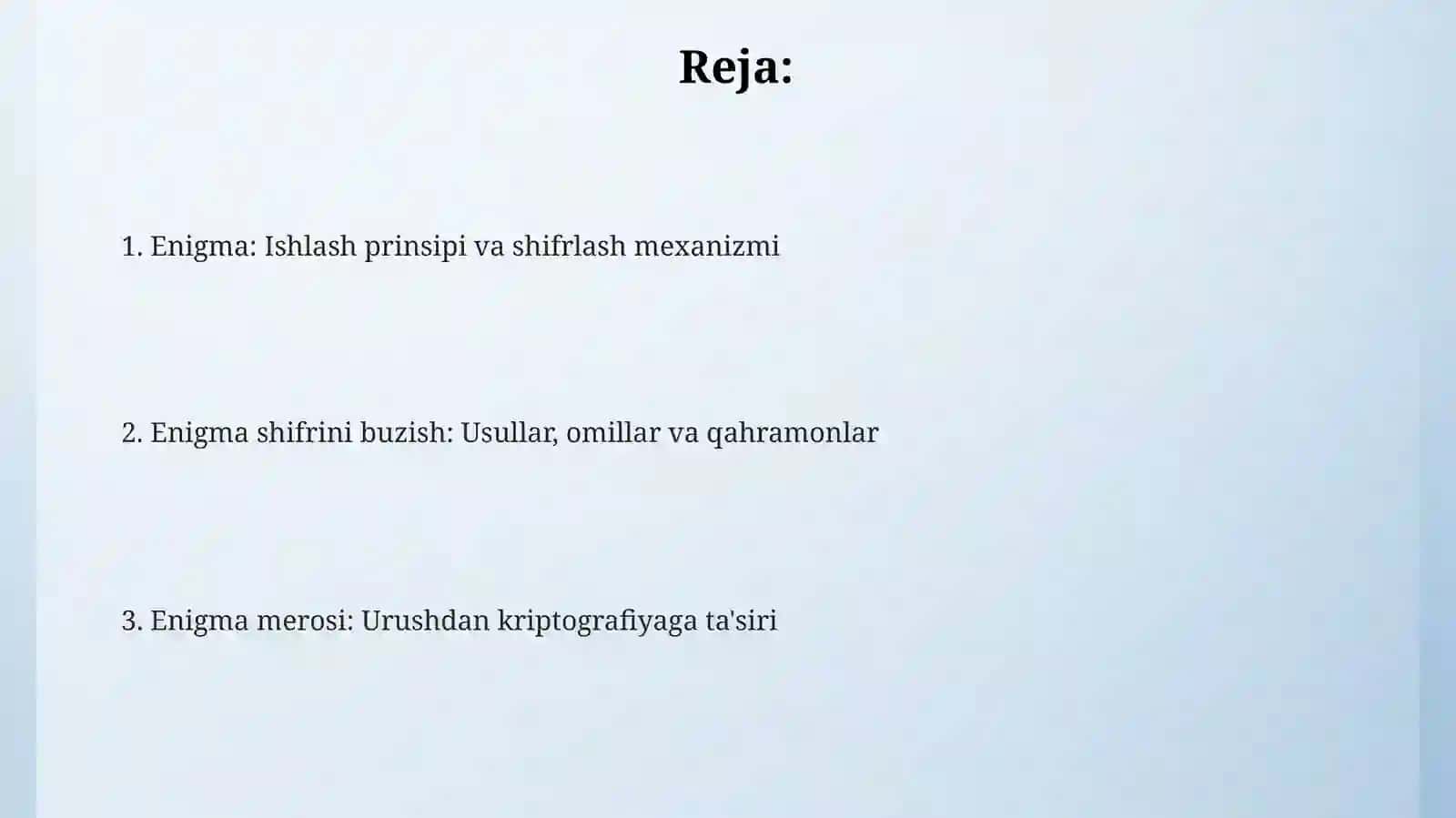 Enigma shifrlash mashinasi va uning bardoshligi 2