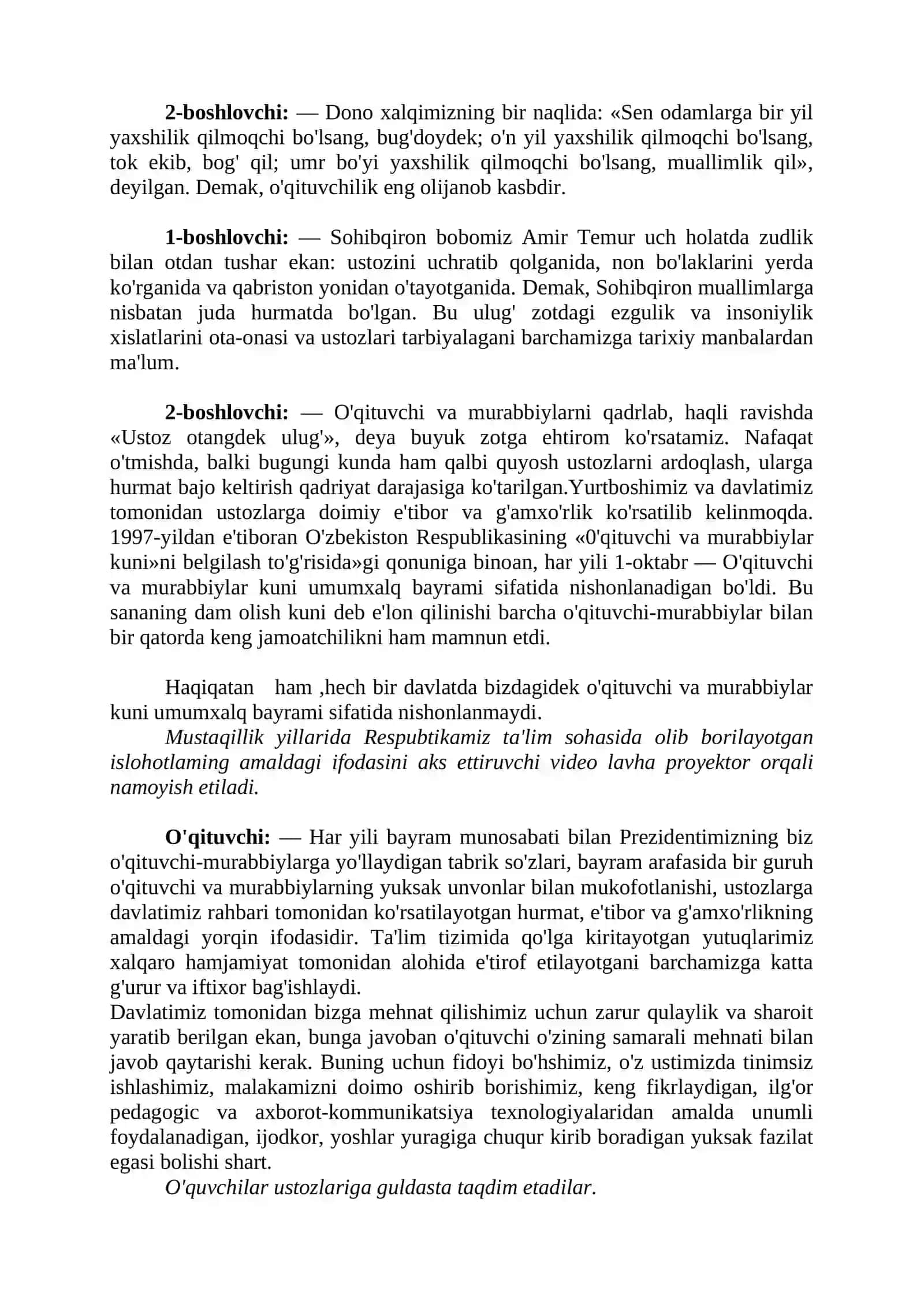 O'qituvchi va murabbiylar kuni 2