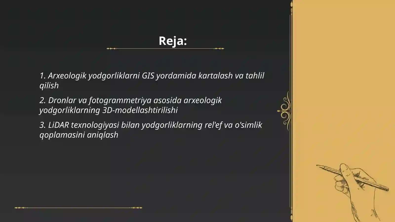 Arxeologik yodgorliklarning ilmiy texnikalik geoinformatik ma'lumotlar bilan ta'minlash 2