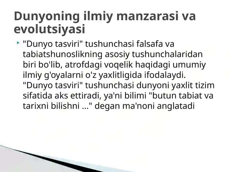 "Dunyo tasviri" tushunchasi 2