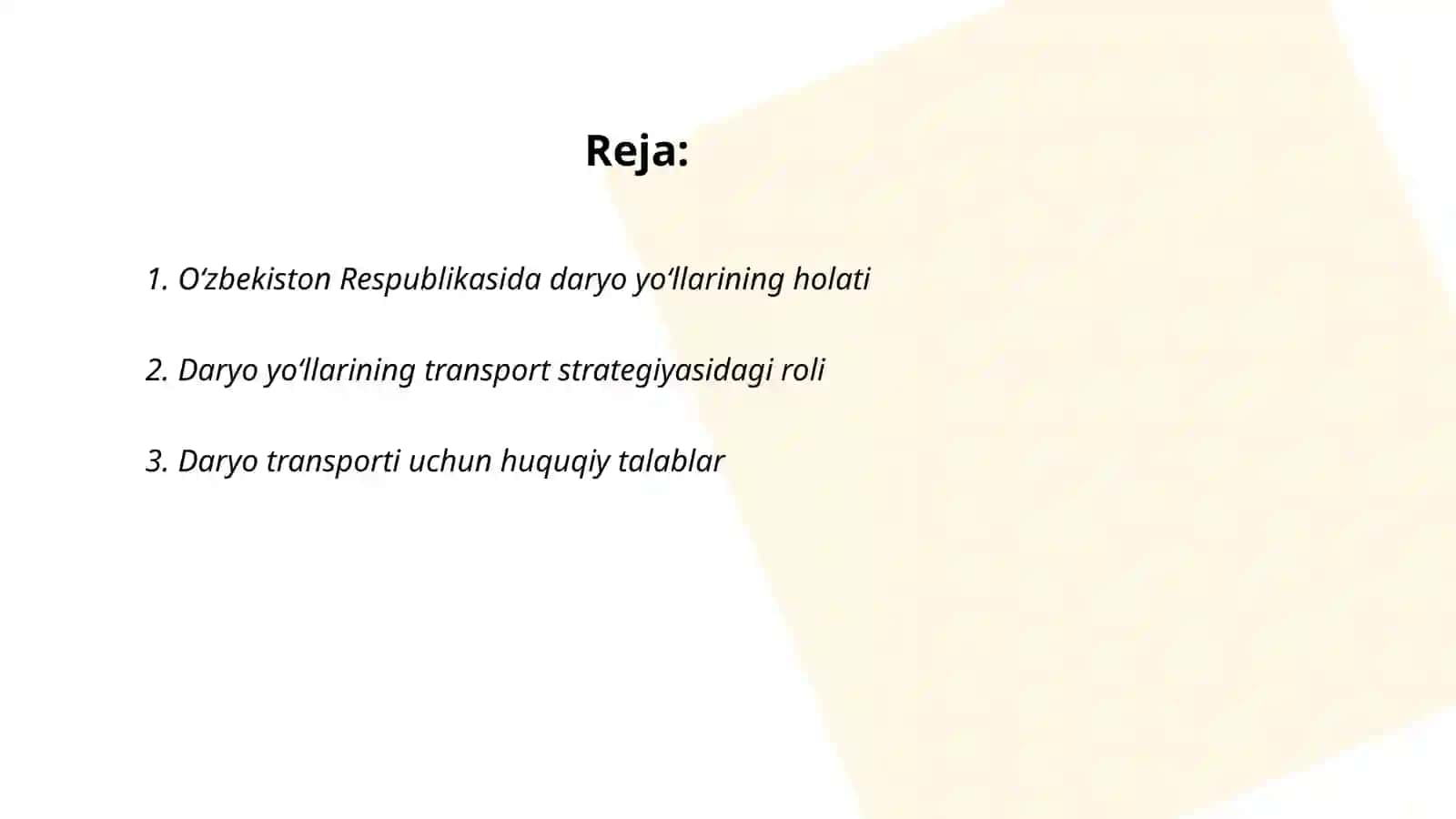 Oʻzbekiston Respublikasi daryo yo'llari va ularga qo'yiladigan talablar 2