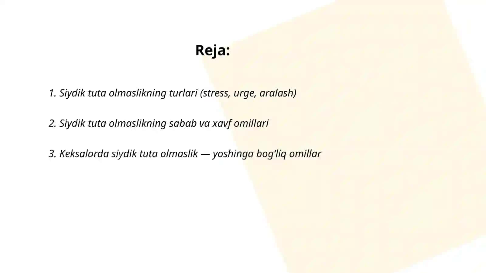 Siydik tuta olmaslikning turlari 2