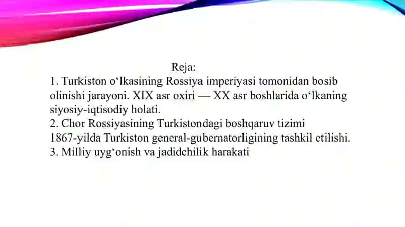 Turkistono’lkasida XX asr boshlarida Rossiya imperiyasining mustamlaka chilik siyosati va uni qibatlari 2
