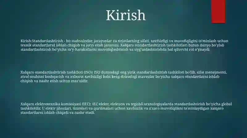 Standartlashtirish Bo‘Yicha Xalqaro Tashkilotlar 2