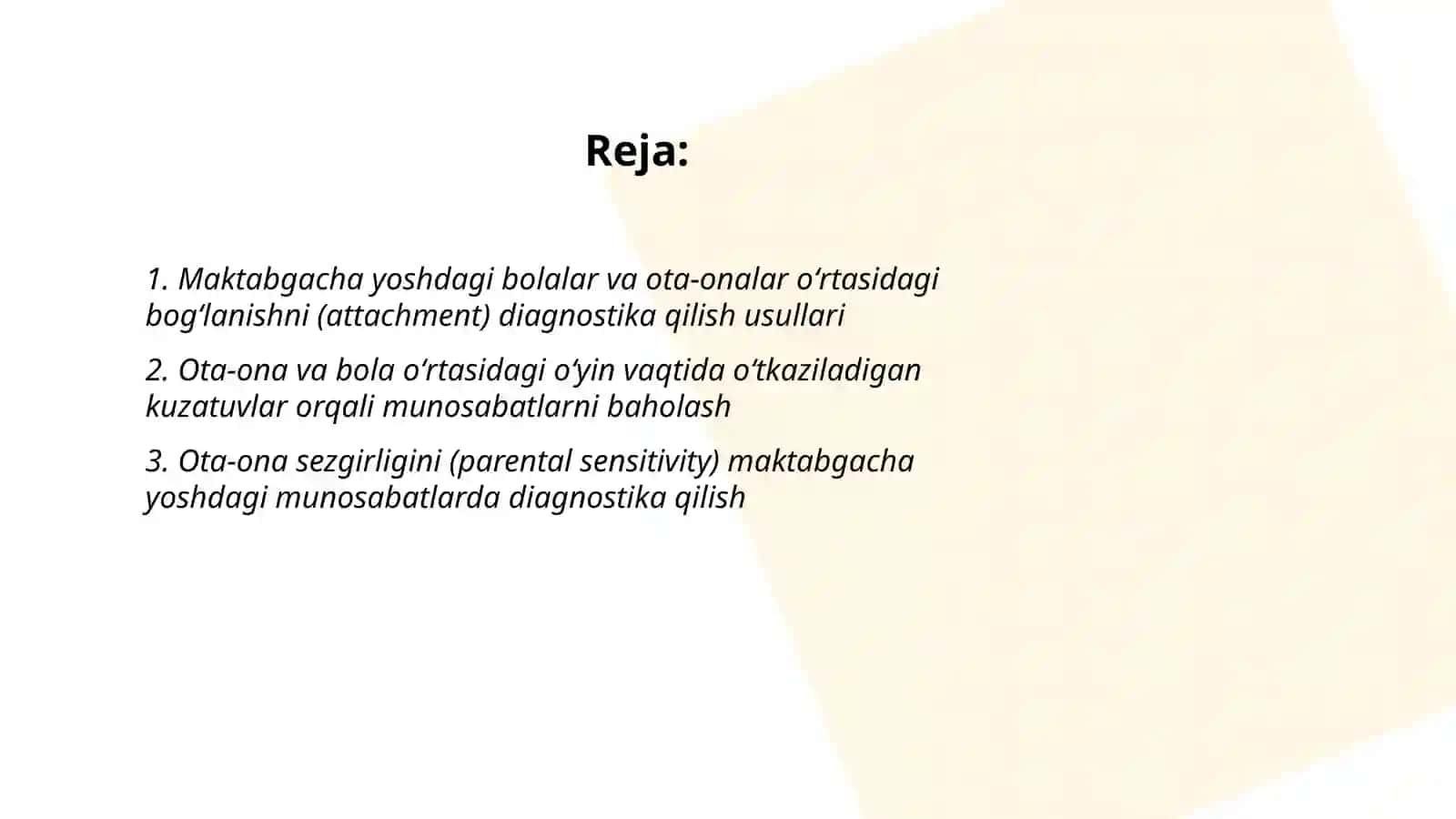 Maktabgacha yoshdagi bolalar va ota onalar oʻrtasidagi munosabatlar Diagnostikasi 2