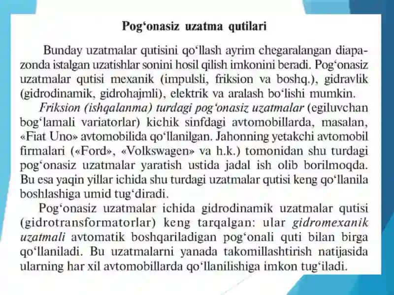 Zamonaviy avtomobillar uzatmalar qutisi 2
