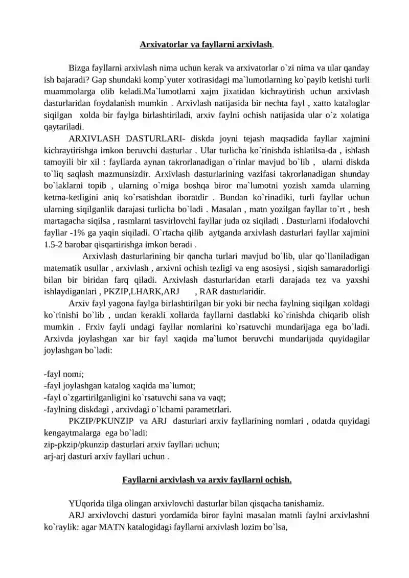 Arxivatorlar va fayllarni arxivlash 2