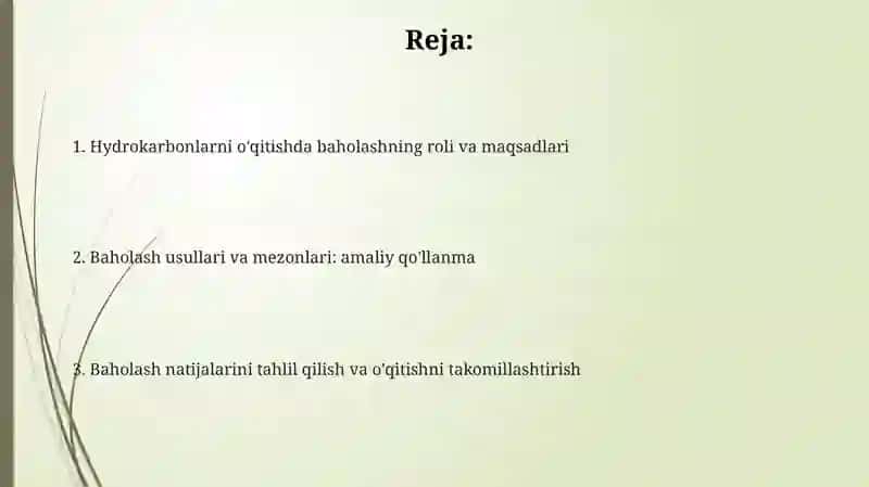 Uglevodorodlar mavzusini oʻqitishda,,Assesment" metodidan foydalanish 2