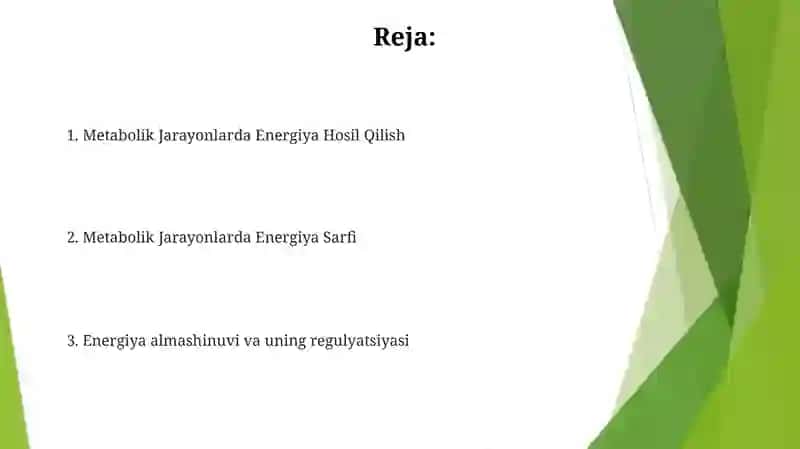 Metabolik Jarayonlarda Energiya Hosil Qilish 2