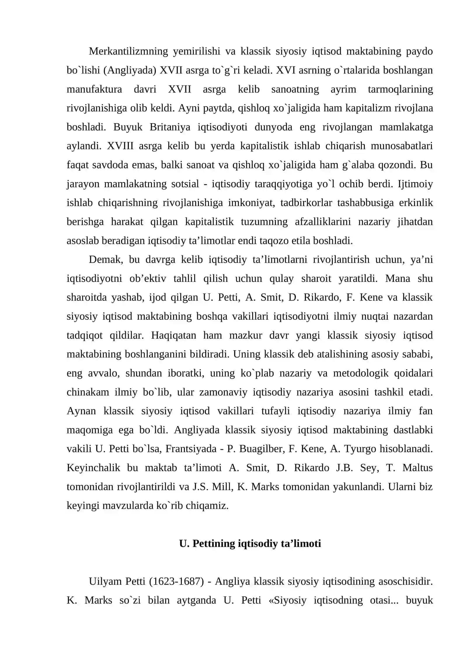 Klassik iqtisodiy maktabning vujudga kelishi 2