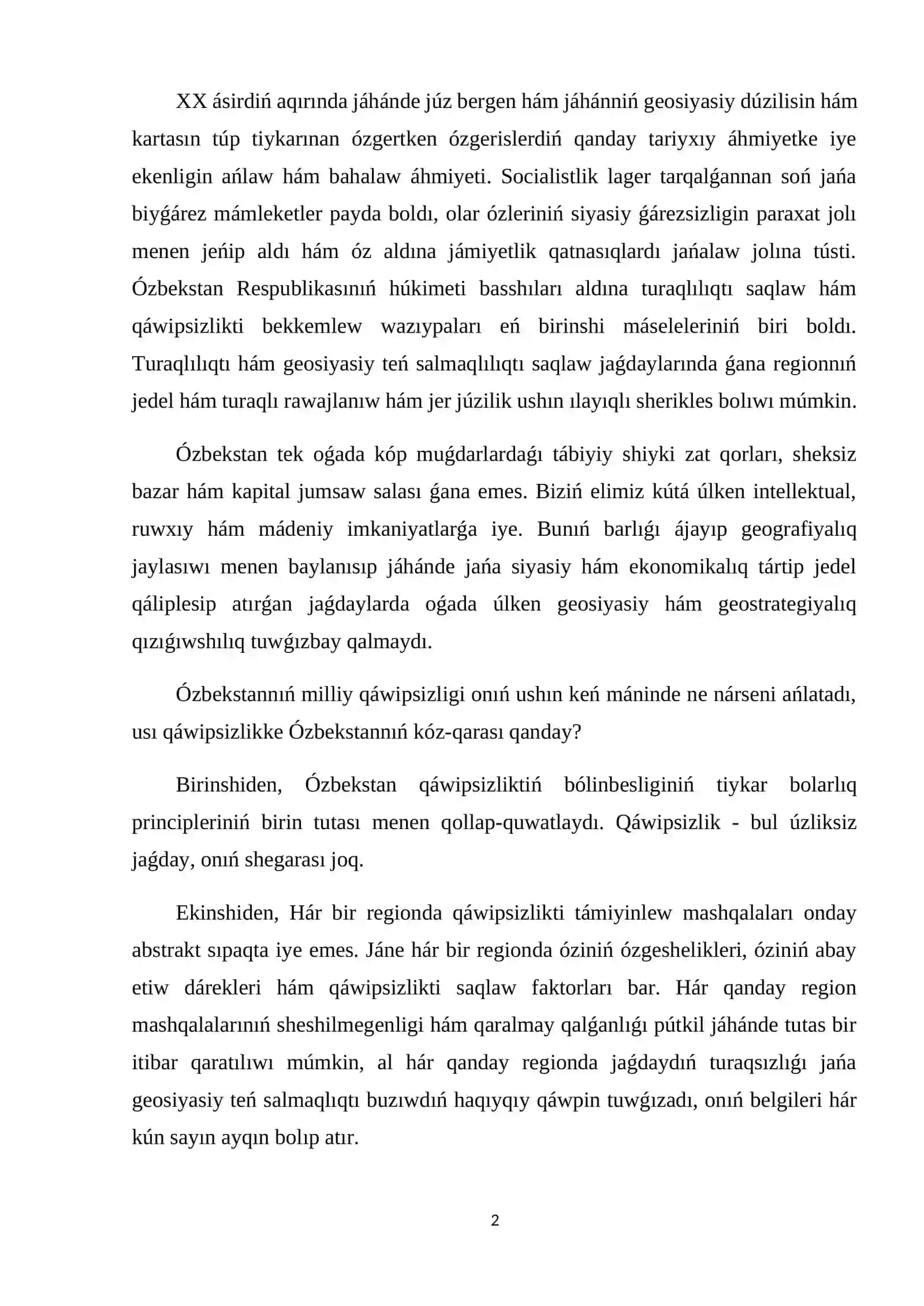 Ózbekstannıń xalıq aralıq shólkemler menen sheriklik baylanısları 2