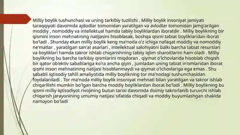 “Milliyboylikuning tarkibivako’paytirish omillari” 2