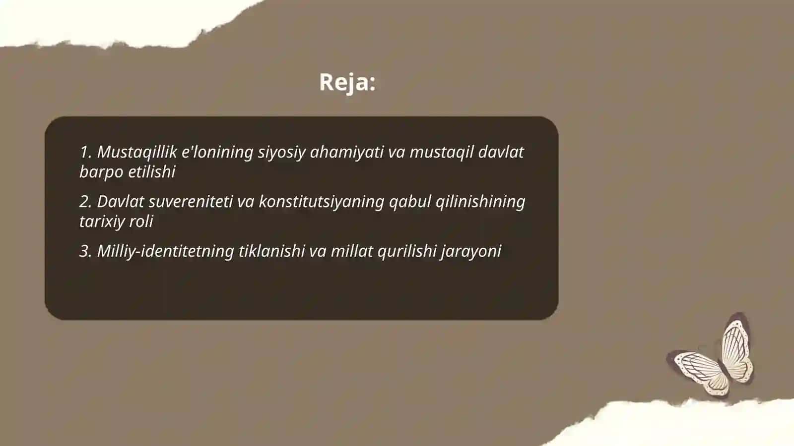Mustaqil O'zbekiston Respublikasi tashkil topishining tarixiy ahamiyati Rajabova Muqaddas 2