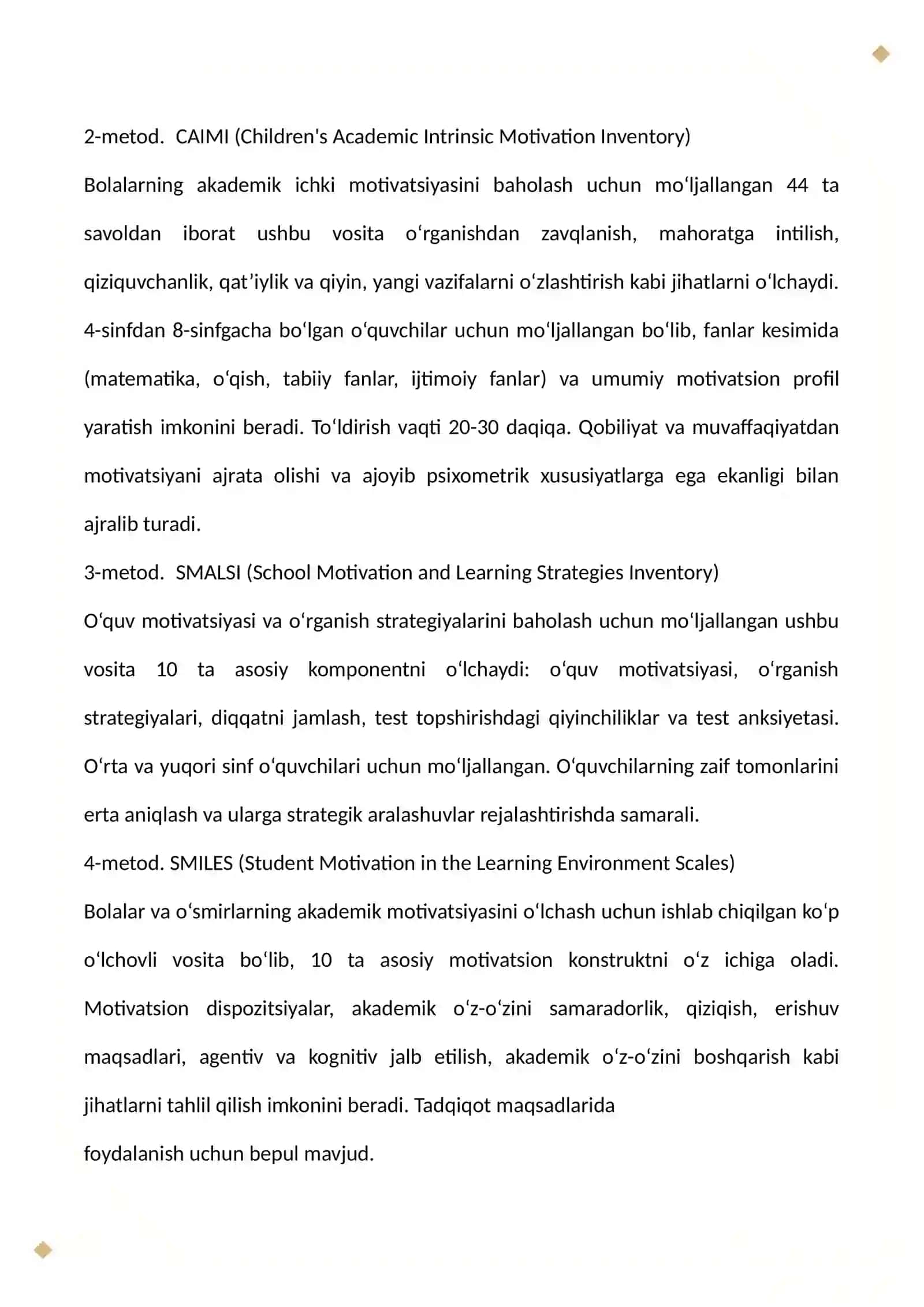 O'quv motivatsiyasi va o'qish psixologiyasi 2