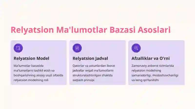 Relyatsion Ma'lumotlar Bazasi Asoslari 2