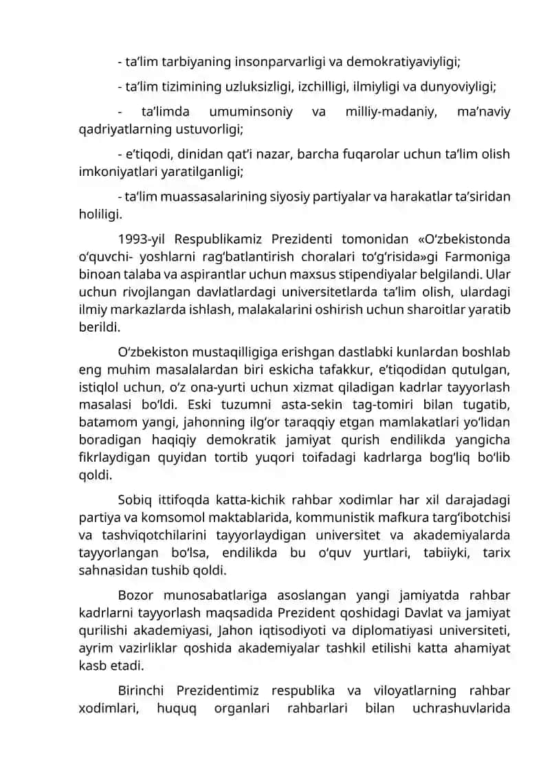 Ta'lim sohasida amalga oshirilgan islohotlar 2