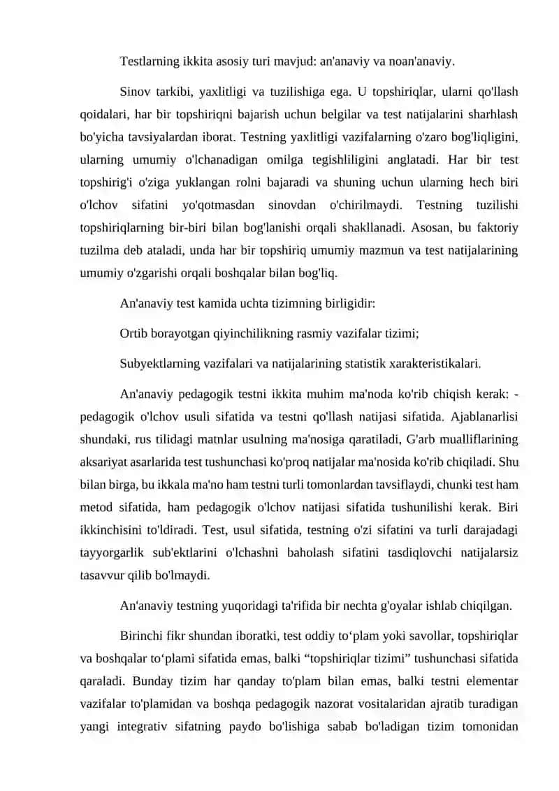 Ketma-ketlikni belgilash topshiriqlari. Test topshiriqlarining qiyosiy tavsifi. 2