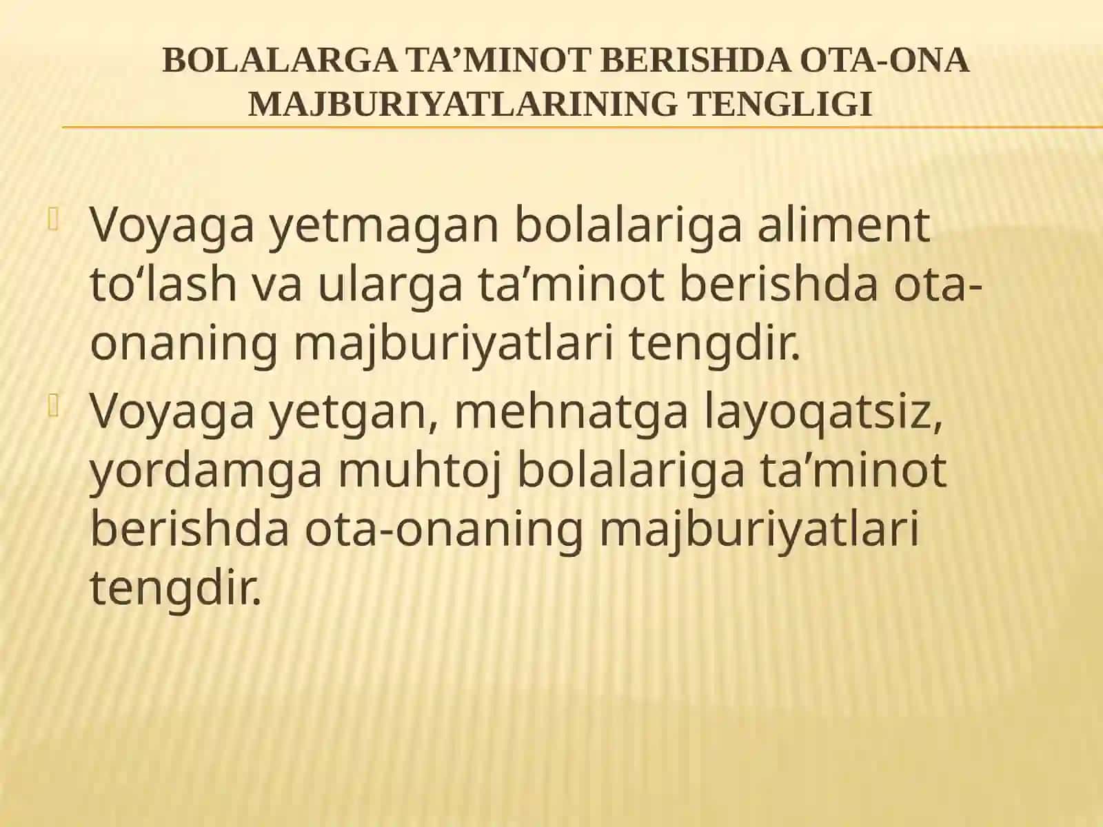 Aliment hisoblash va to’lash tartibi. Ushlanmalar haqida tushuncha 2