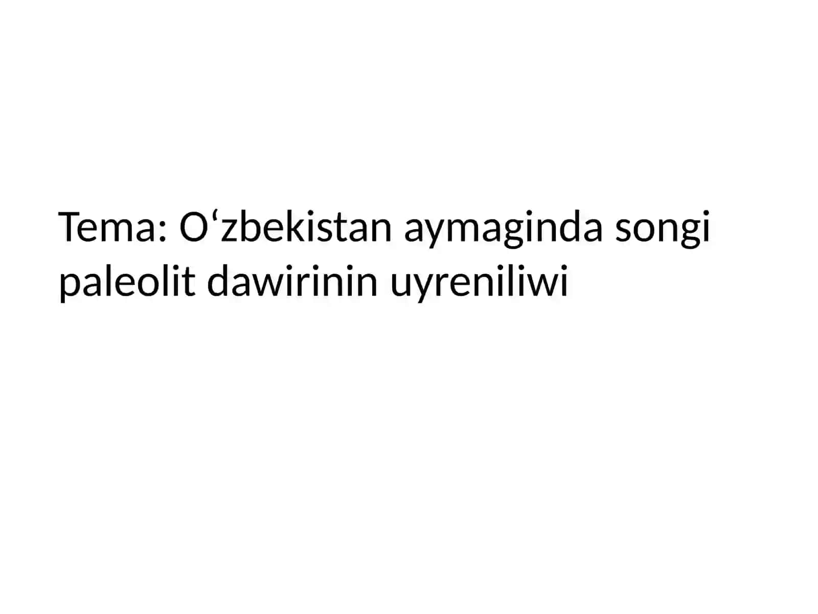 Abatbaev Aymirzanin Orta Aziya arxeologiyasi paninen prezantaciya jumisi 2