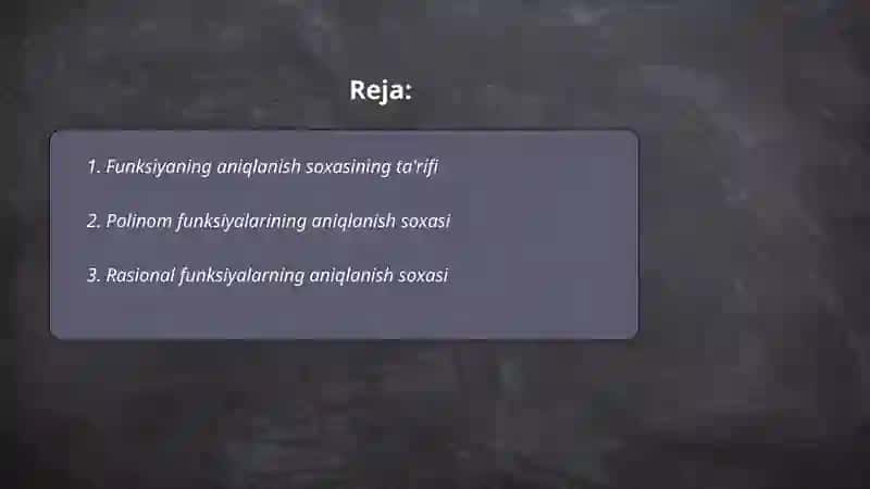 Funksiyaning aniqlanish soxasi 2
