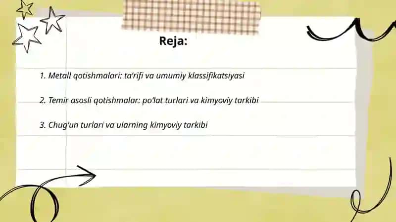 Metall qotishmalari turlari va tarkibini aniqlash 2