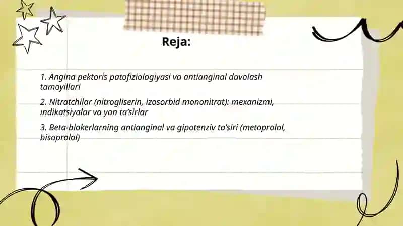 Antianginal vositalar. Gipotenziv vositalar. Gipertenziv vositalar 2