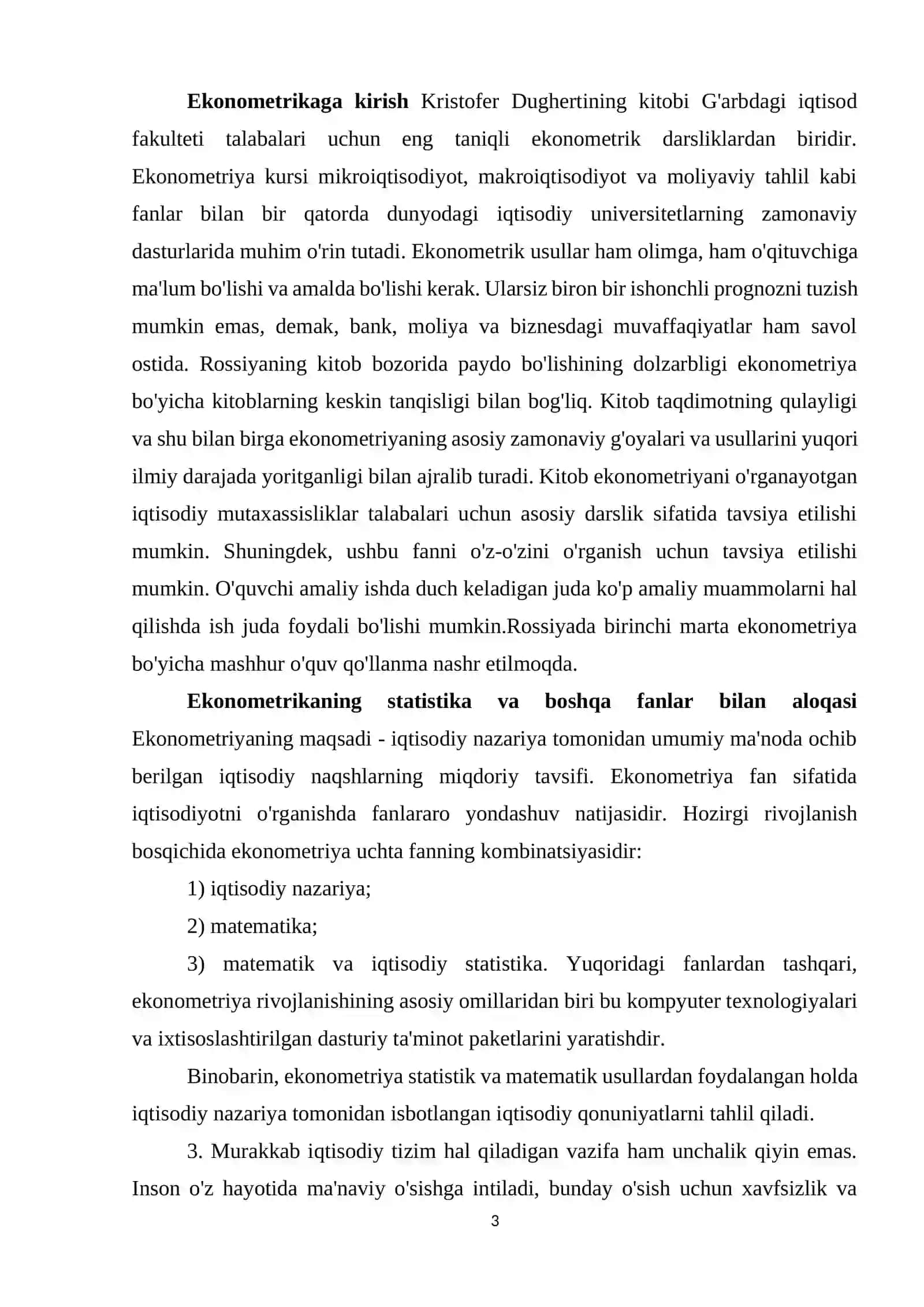 Ekonometrikaga kirish Kristofer Dughertining kitobi 2