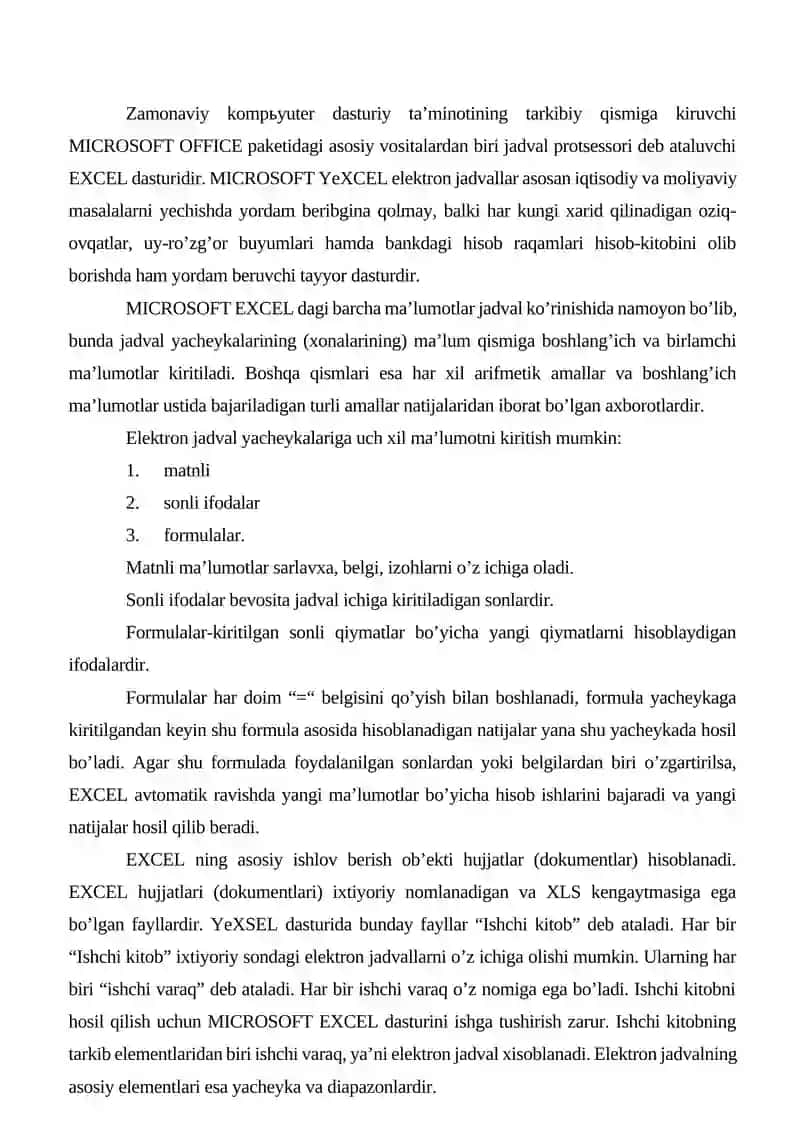 MICROSOFT EXCEL 2