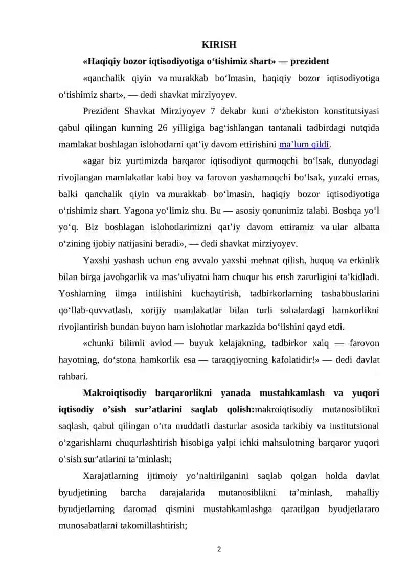 BOZOR IQTISODIYOTI TIZIMINING IJOBIY VA ZAIF TOMONLARI 2