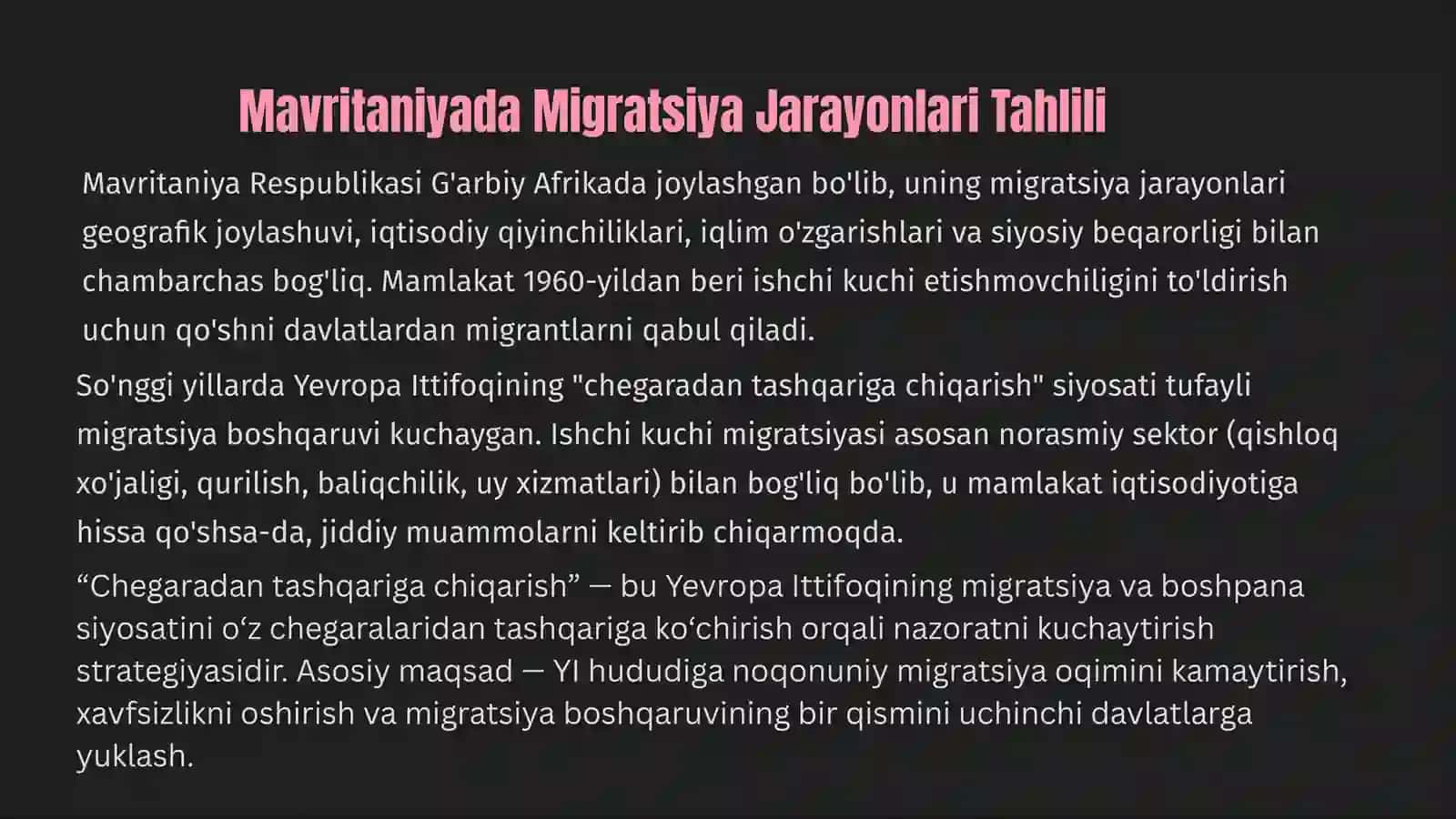 Mavritaniyada Migratsiya Jarayonlari Tahlili 2