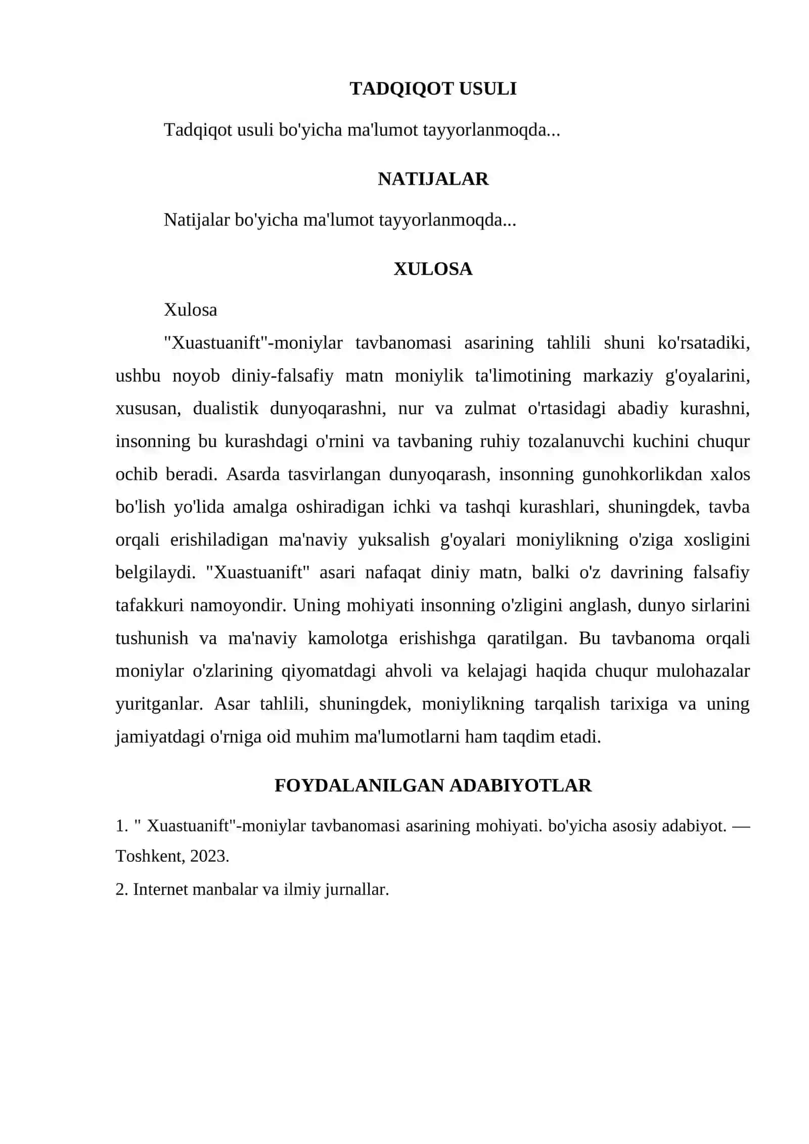 "XUASTUANIFT"-MONIYLAR TAVBANOMASI ASARINING MOHIYATI 2