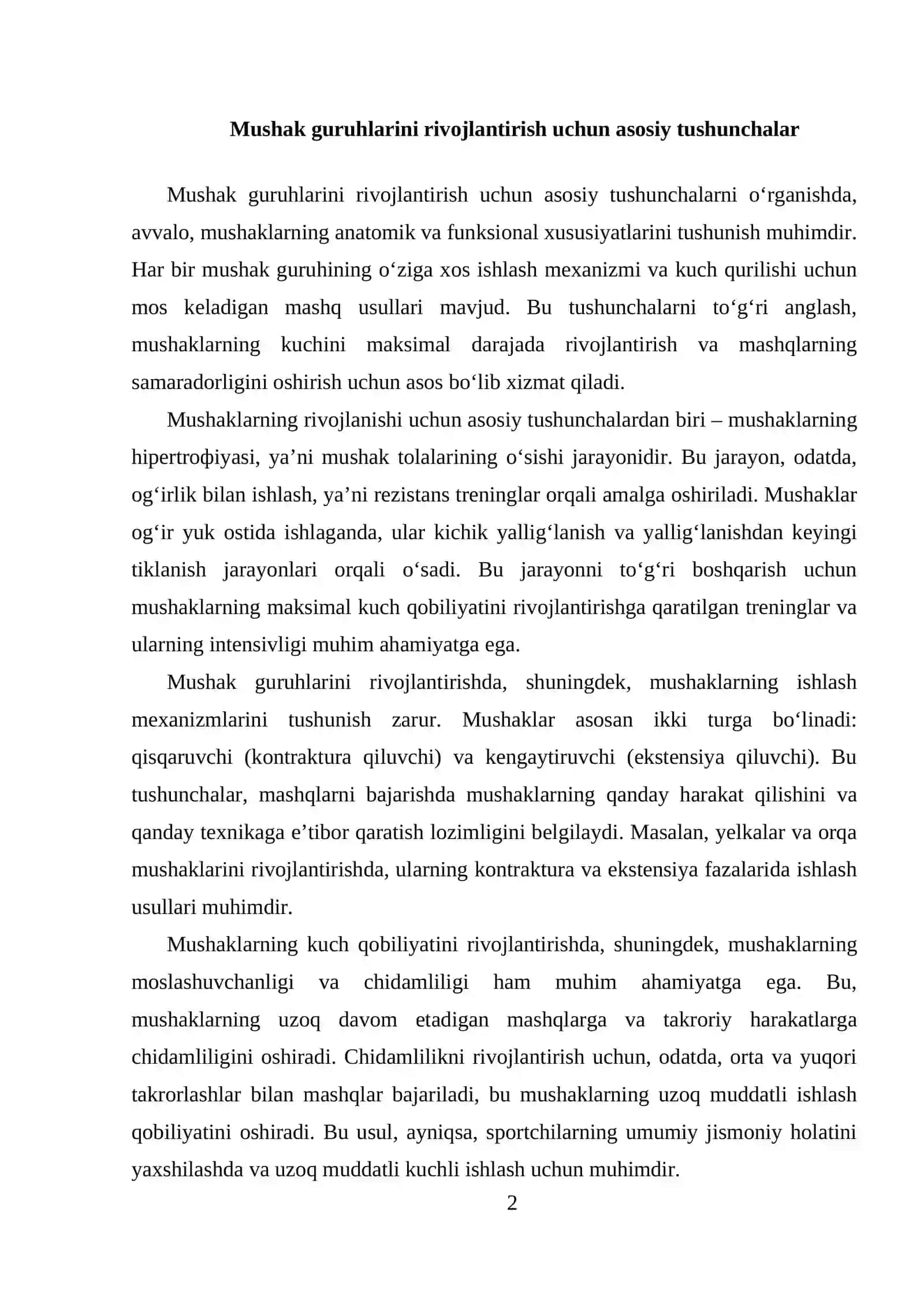 Mushak guruhlarini rivojlantirish uchun mashqlar 2