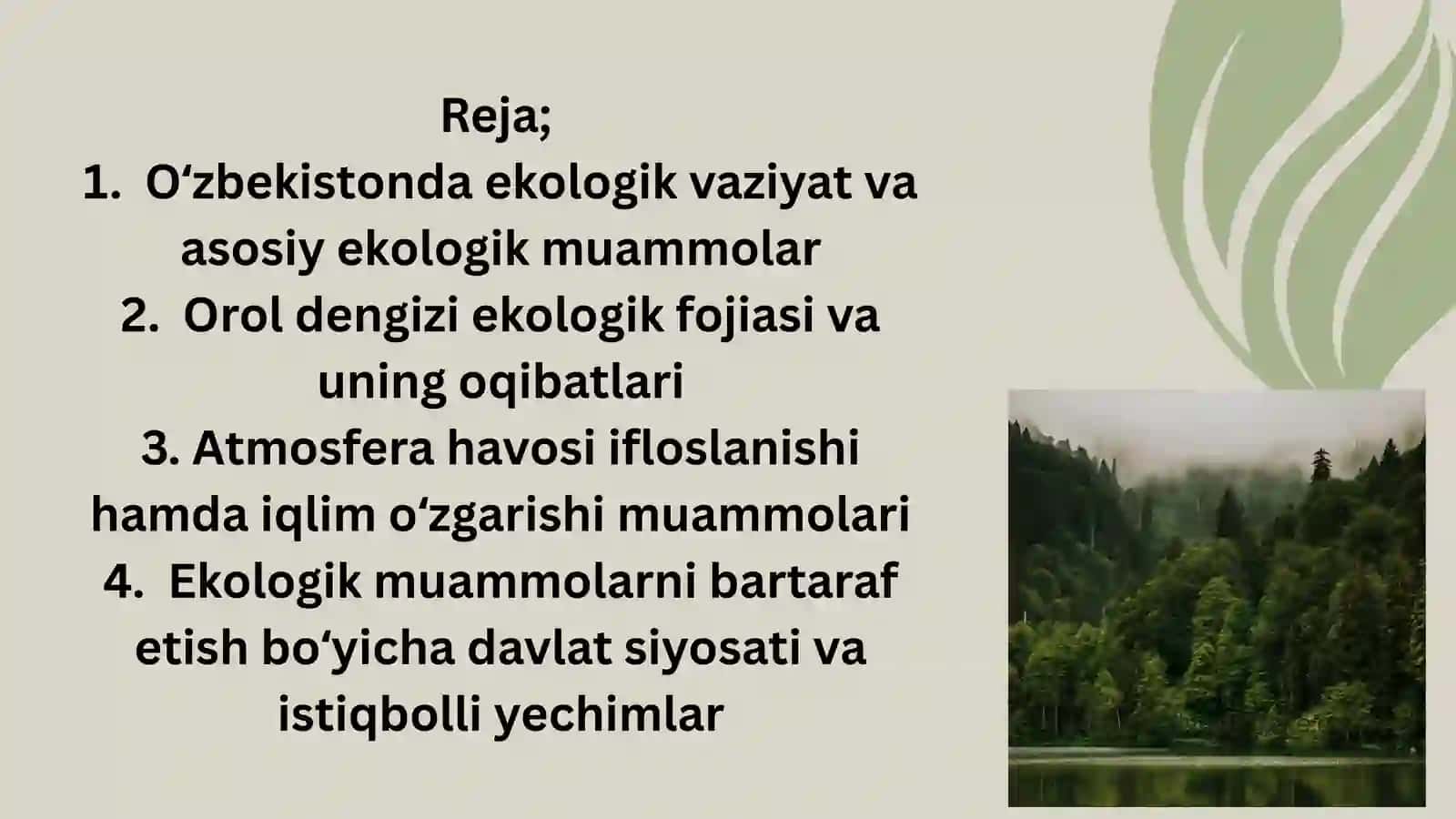 Oʻzbekistondagi ekologik muammolar va ularni bartaraf etish yoʻllari 2