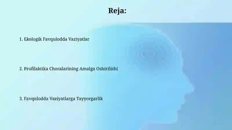 Ekologik tusdagi favqulodda vaziyatlar va ularni oldini olish choralari 2