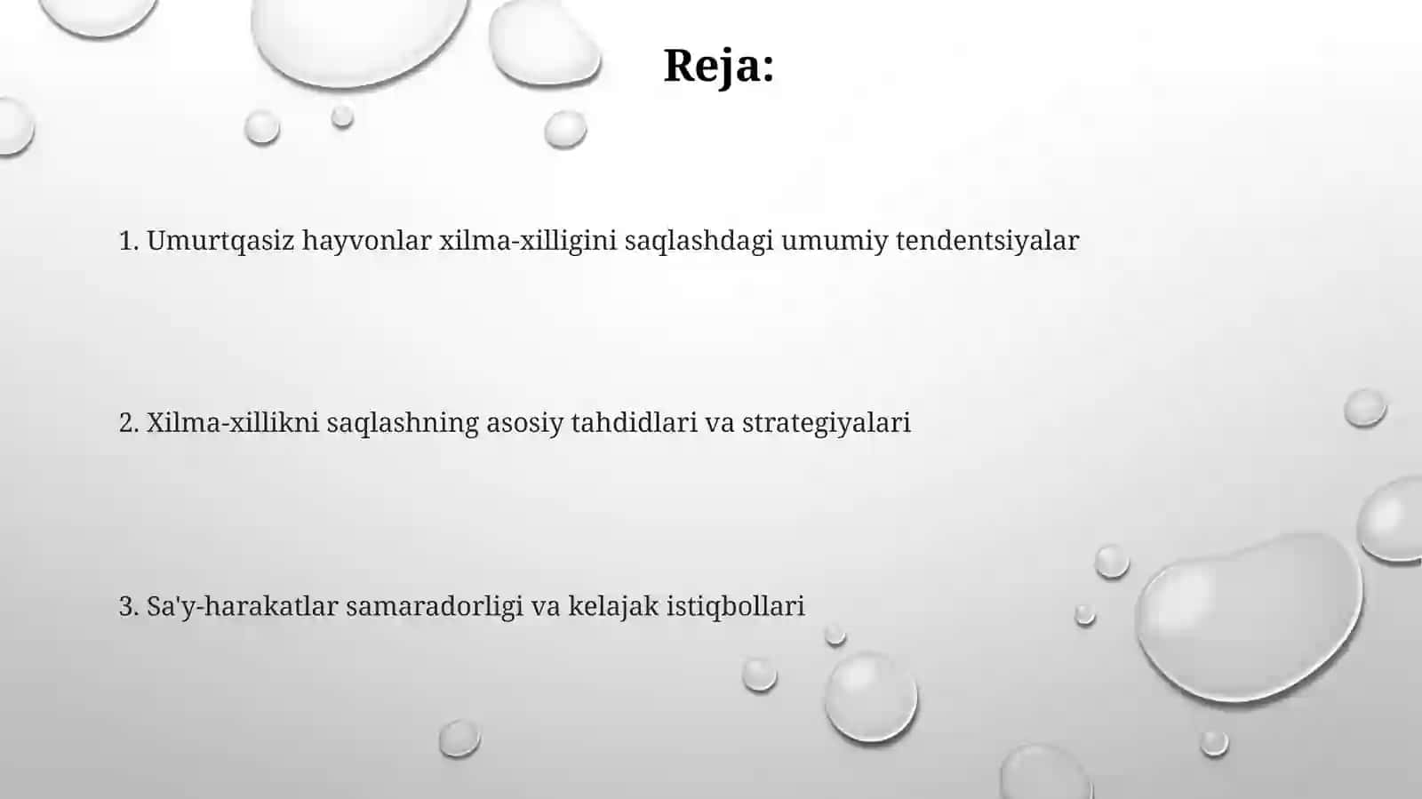 Umurtqasiz hayvonlar xilmaxilliginisaqlashdagiumumiyyo'nalish 2