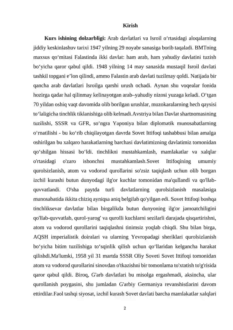 ARAB-ISROIL URUSHLARINING SABABLARI VA OQIBATLARI 2