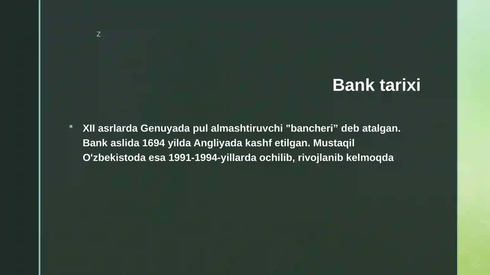 Bank tizimining rivojlantirish yo'llari 2