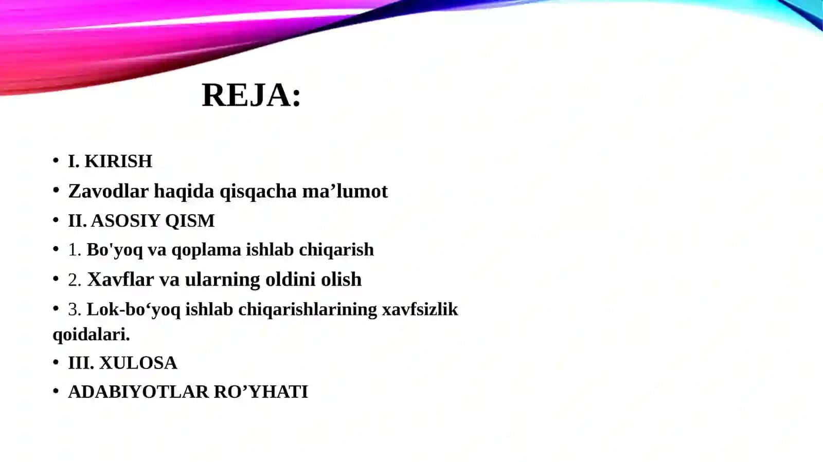 Bo’yoq va qoplamalar ishlab chiqaruvchi korhonalarning atrof muhitga zararini kamaytirish 2