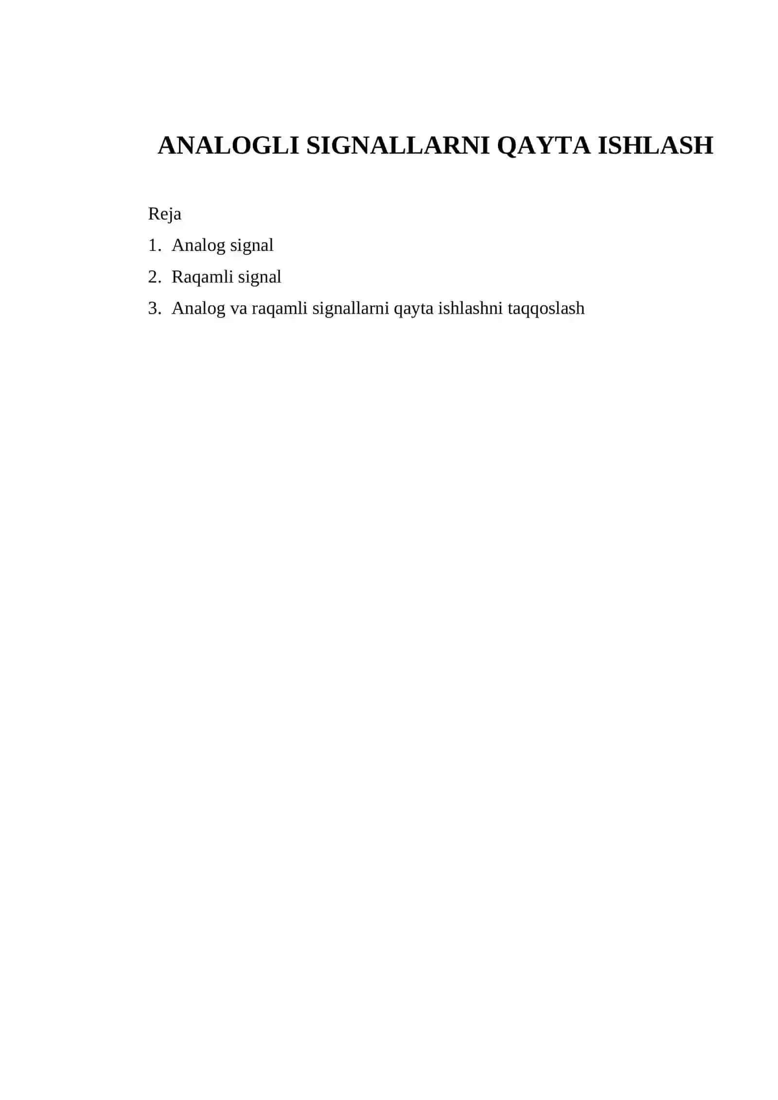 ANALOGLI SIGNALLARNI QAYTA ISHLASH 2
