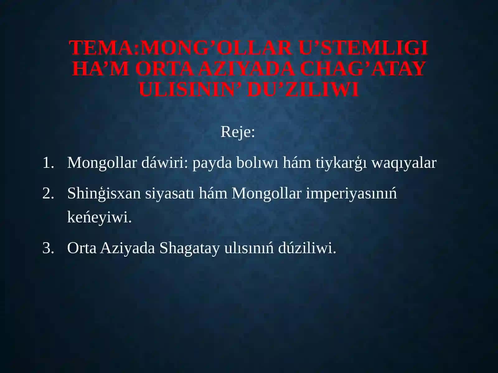 Etnogenez O’zbek ha’m Qaraqalpaq xalqinin’ etnik tariyxipáninenslaydjumısı 2