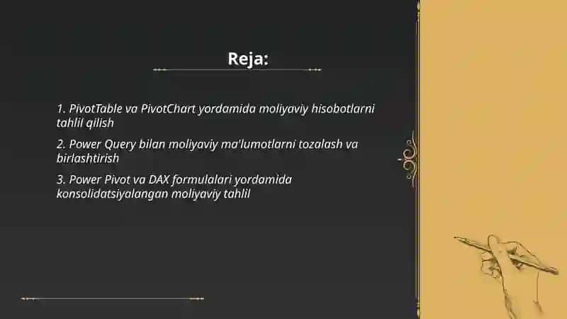 Ms excel dasturida ilg’or uaullar yordamida moliyaviy tahlil qilish 2