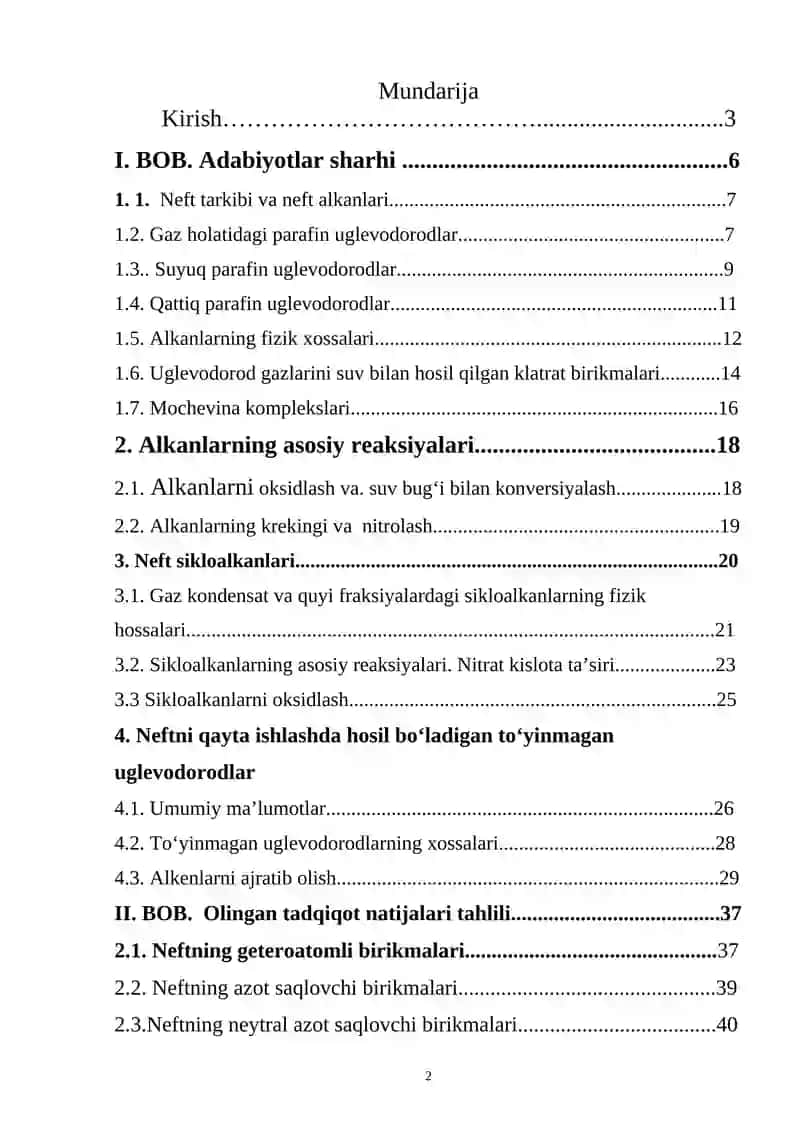 "Neft tarkibida uchraydigan azot saqlovchi birikmalar miqdorini aniqlash" 2