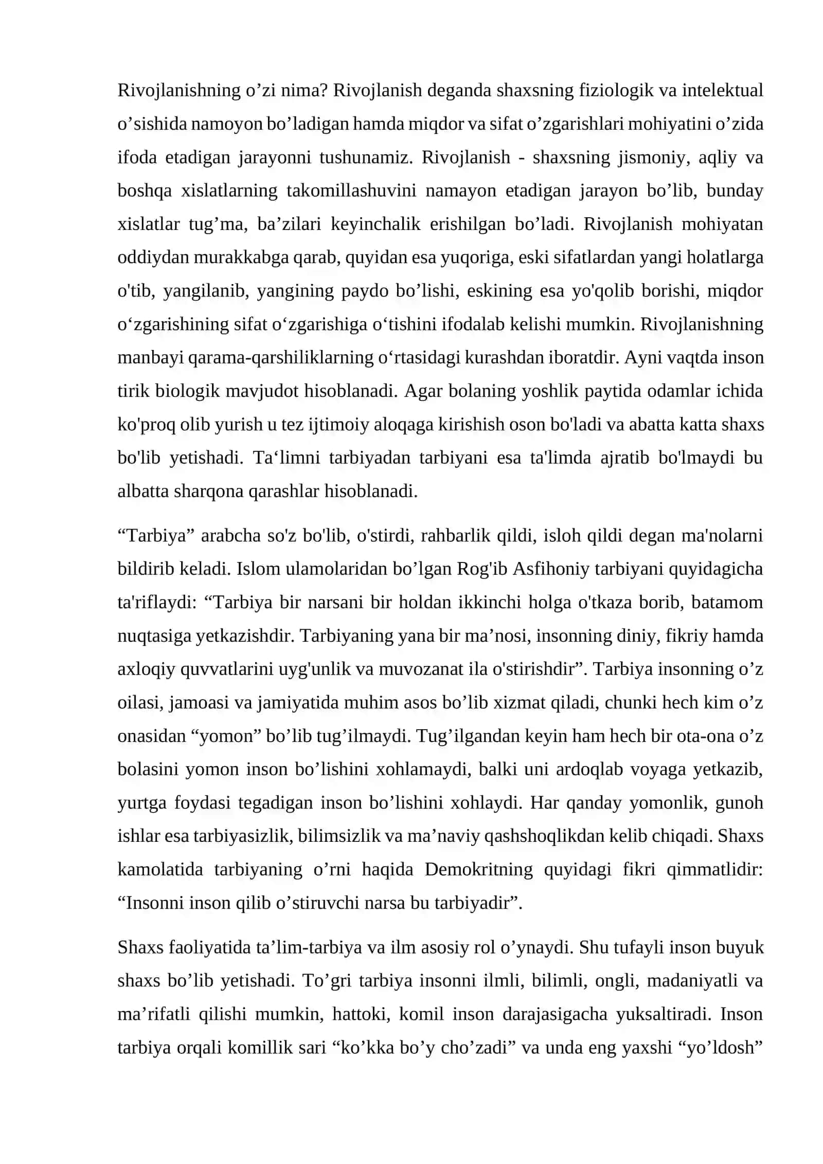 Shaxsni rivojlanishi,tarbiyasi va ijtimoilashuvi 2