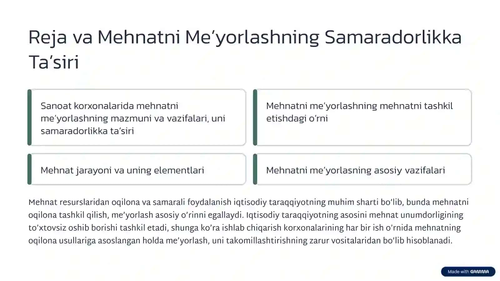 Mehnatni me’yorlashning mazmuni va vazifalari 2