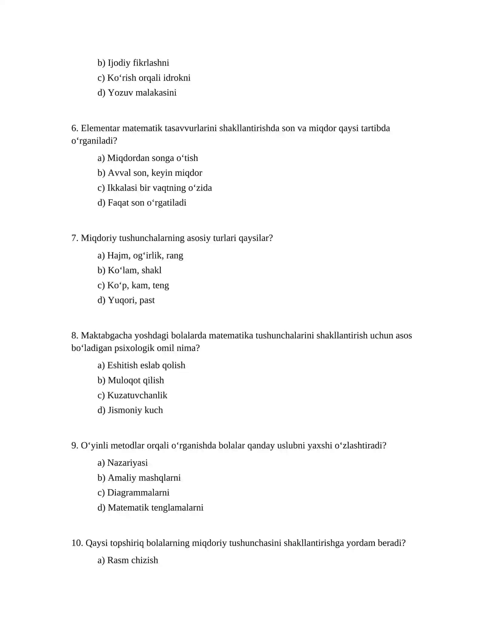 Maktabgacha ta'lim tashkilotlarida elemintar matematik tasavvurlarini shakllantirishda miqdoriy haqida tushuncha shakllantirish metodlar 2