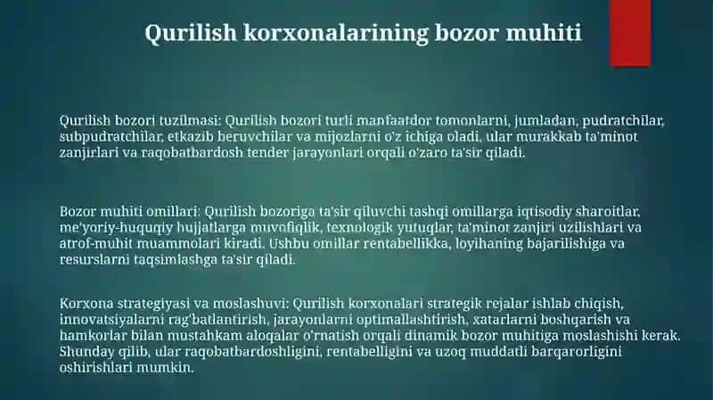 Qurilish Korxonasi Bozor Iqtisodiyotining Sub’Ekti Sifatida 2