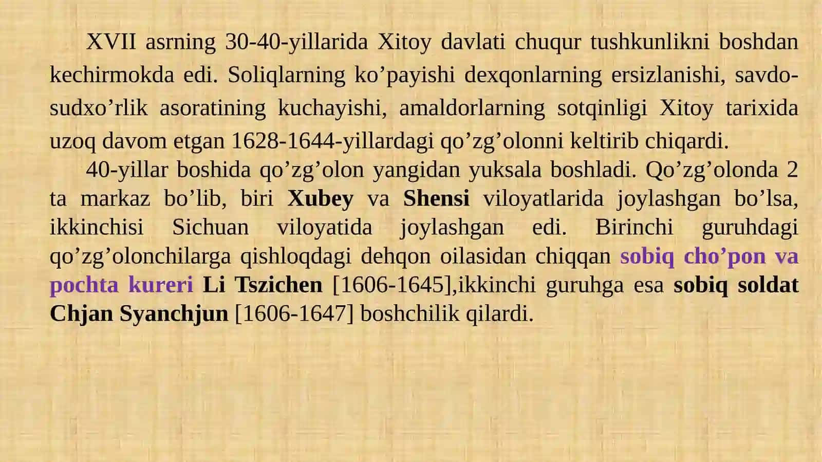 Xitoy yangi davrda: tarixiy rivojlanishning asosiy voqealari va jarayonlari 2