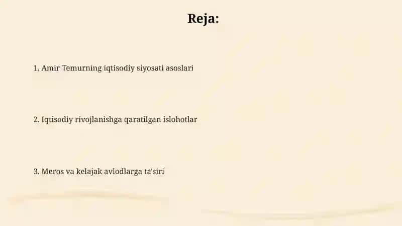 Amir Temurning iqtisodiy qarashlari 2