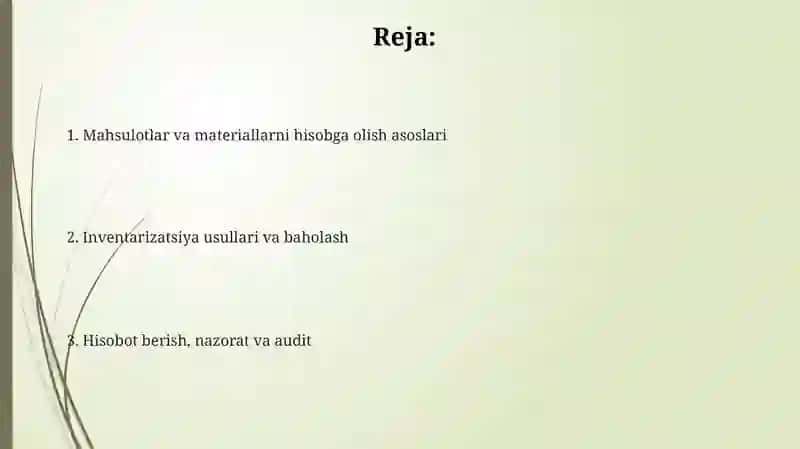 Mahsulotlar va materiallar inventarizatsiyasining asosiy usullari 2